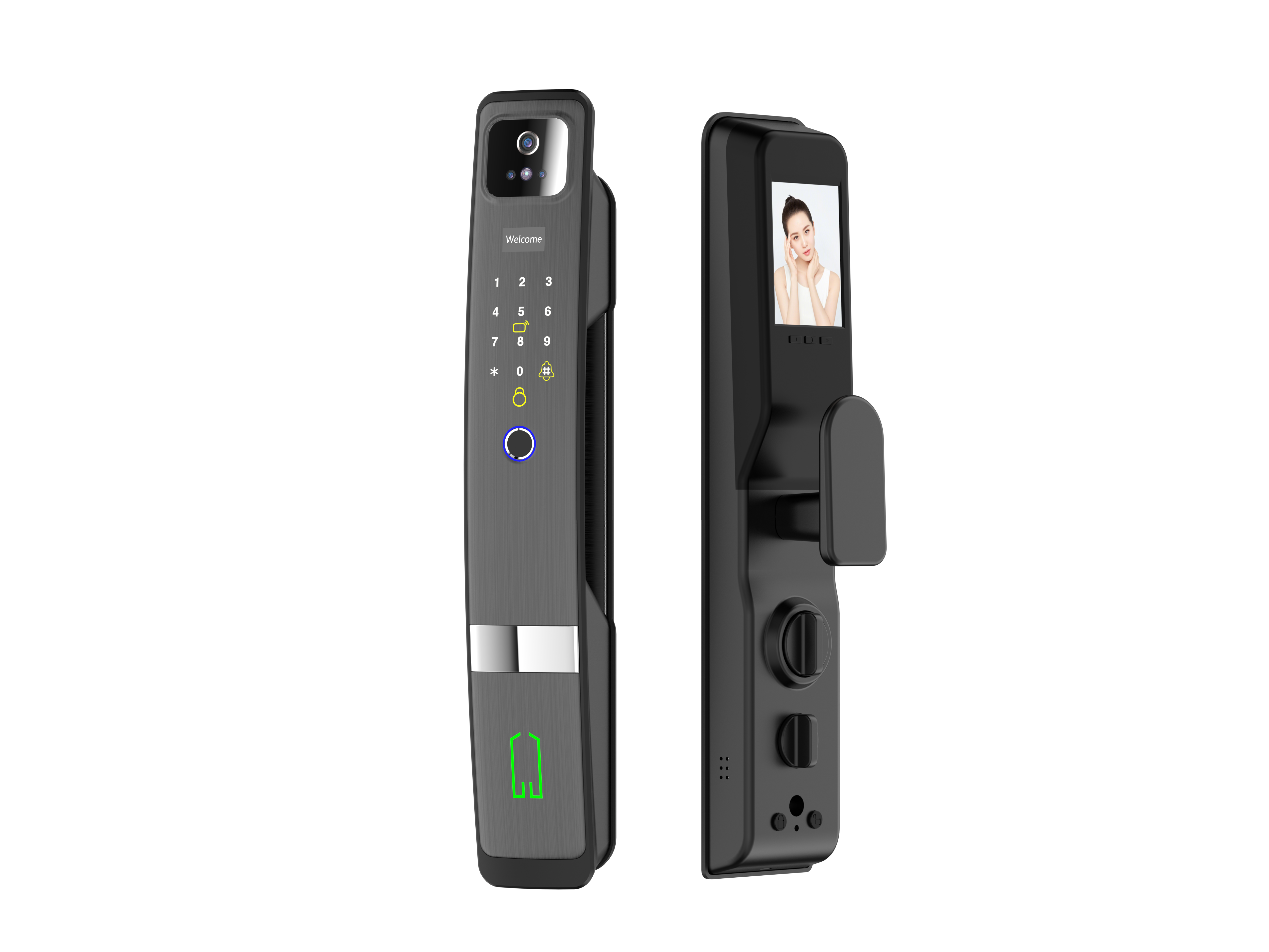 Series 5 WiFi Smart Face Recognition Cam Door Lock With Camera And screen with remote image on app (VDP Intigration Optional Cost Extra)