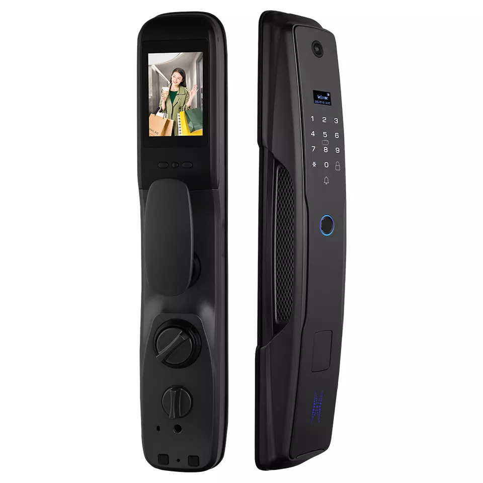 Series 4 WiFi Smart Biometric Cam Door Lock With Camera And screen with remote image on app