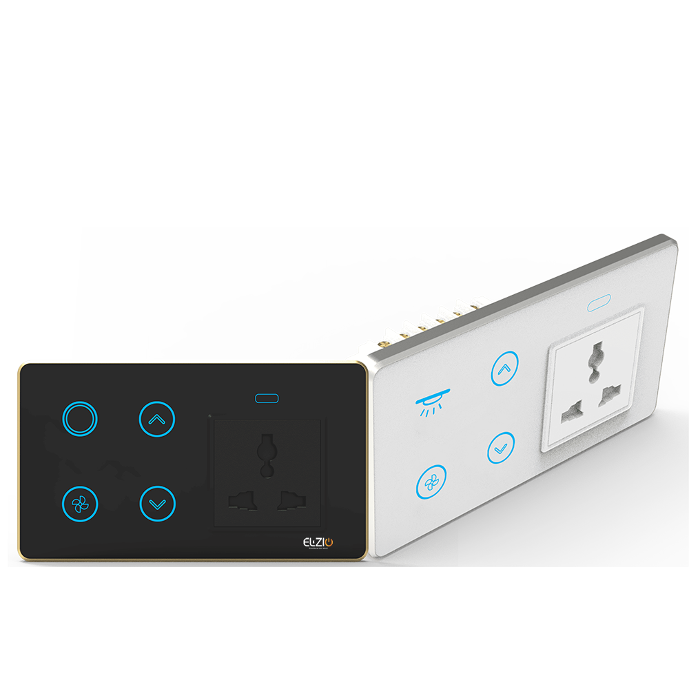 Luxeray ZigBee 1 ON/OFF or Scene Switch + 1 Fan + Socket Glass Panel Touch Switch – 4M Size (1+1+1)